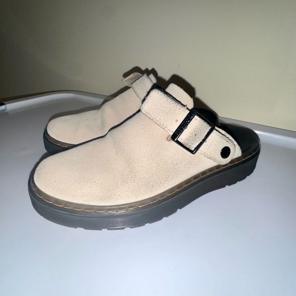 Dr. Martens Cream Carlson Suede Slingback Mules Size 7 View 6